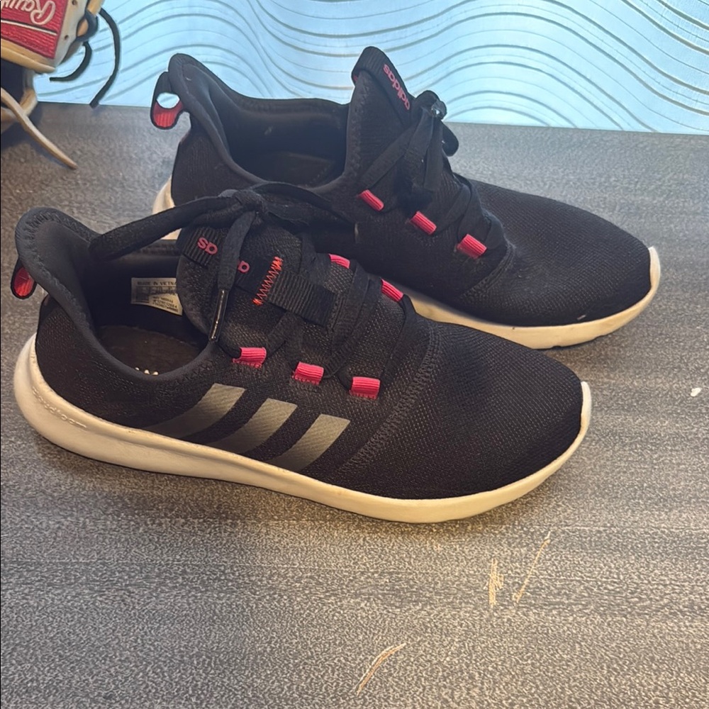 Adidas Black Sneakers with Pink and White Details